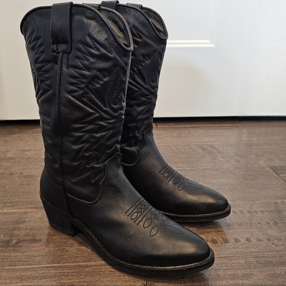 Steve Madden Hayward Women's Black Western Leather Boots Sz 9 - Picture 6 of 10